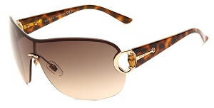 Gucci Women's Sunglasses 2875/S Shield Sunglasses, Gold & Havana Frame-Brown Gradient Lens